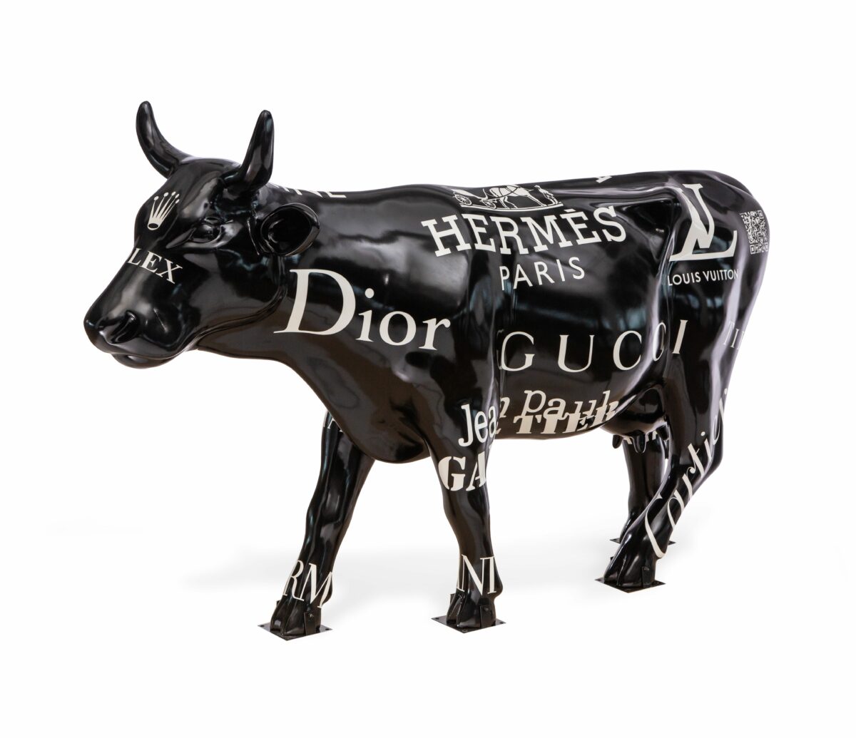Branded A Fashionable Cow Sculpture By Paula Crown 2