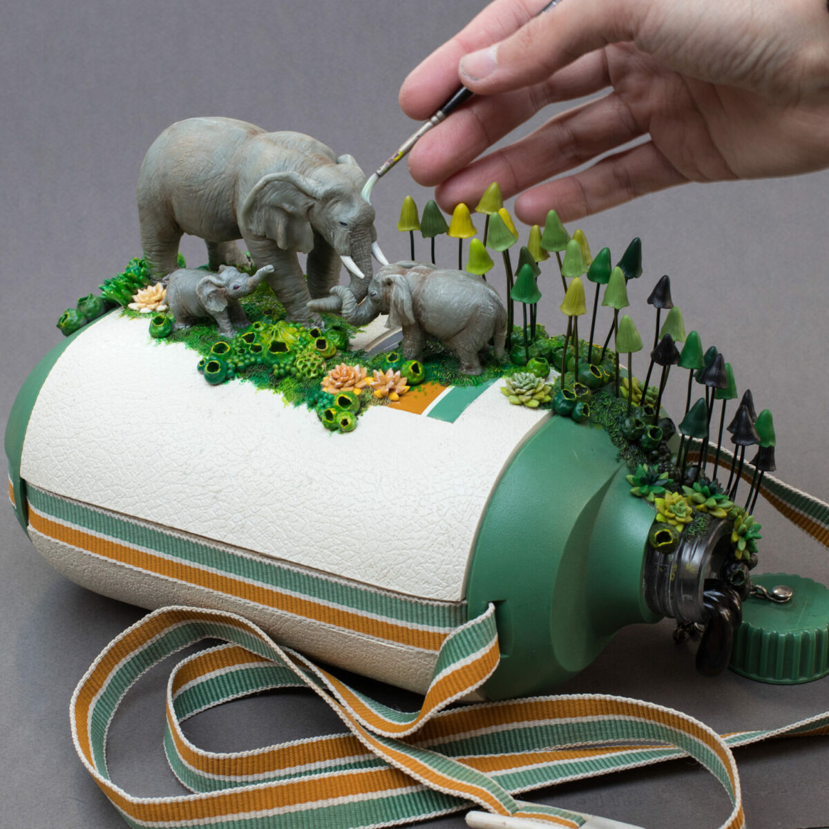 Discarded Objects Populated With Colorful Plant Coral And Fungus Sculptures By Stephanie Kilgast 2