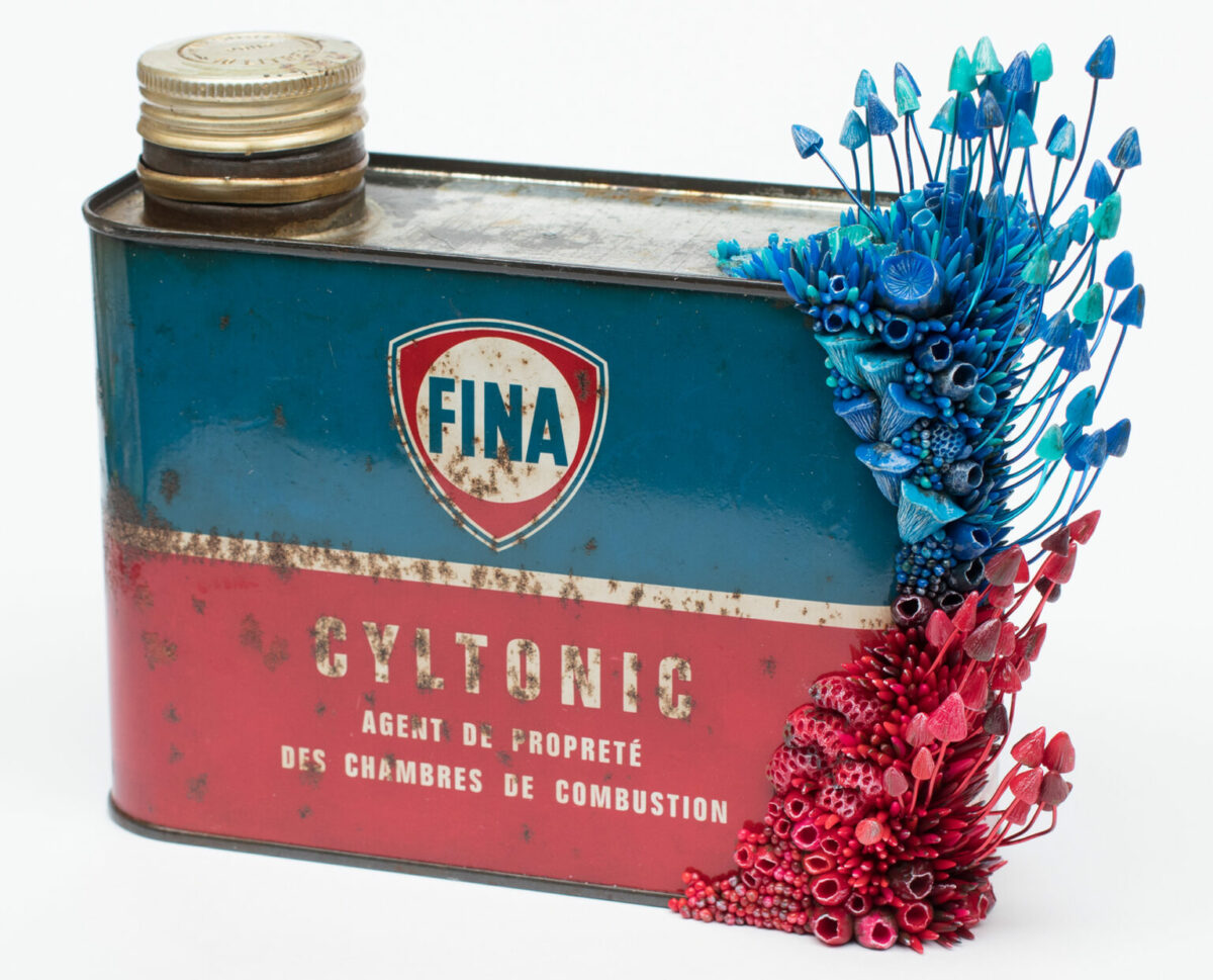Discarded Objects Populated With Colorful Plant Coral And Fungus Sculptures By Stephanie Kilgast 4