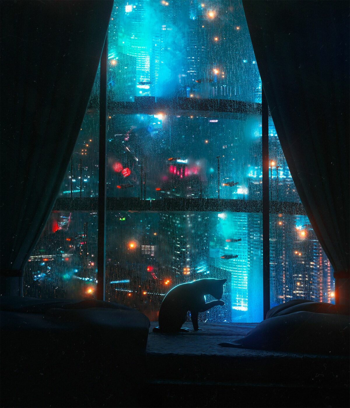 Extraordinary Illustrations Of Cyberpunk Cities By Dangiuz 1