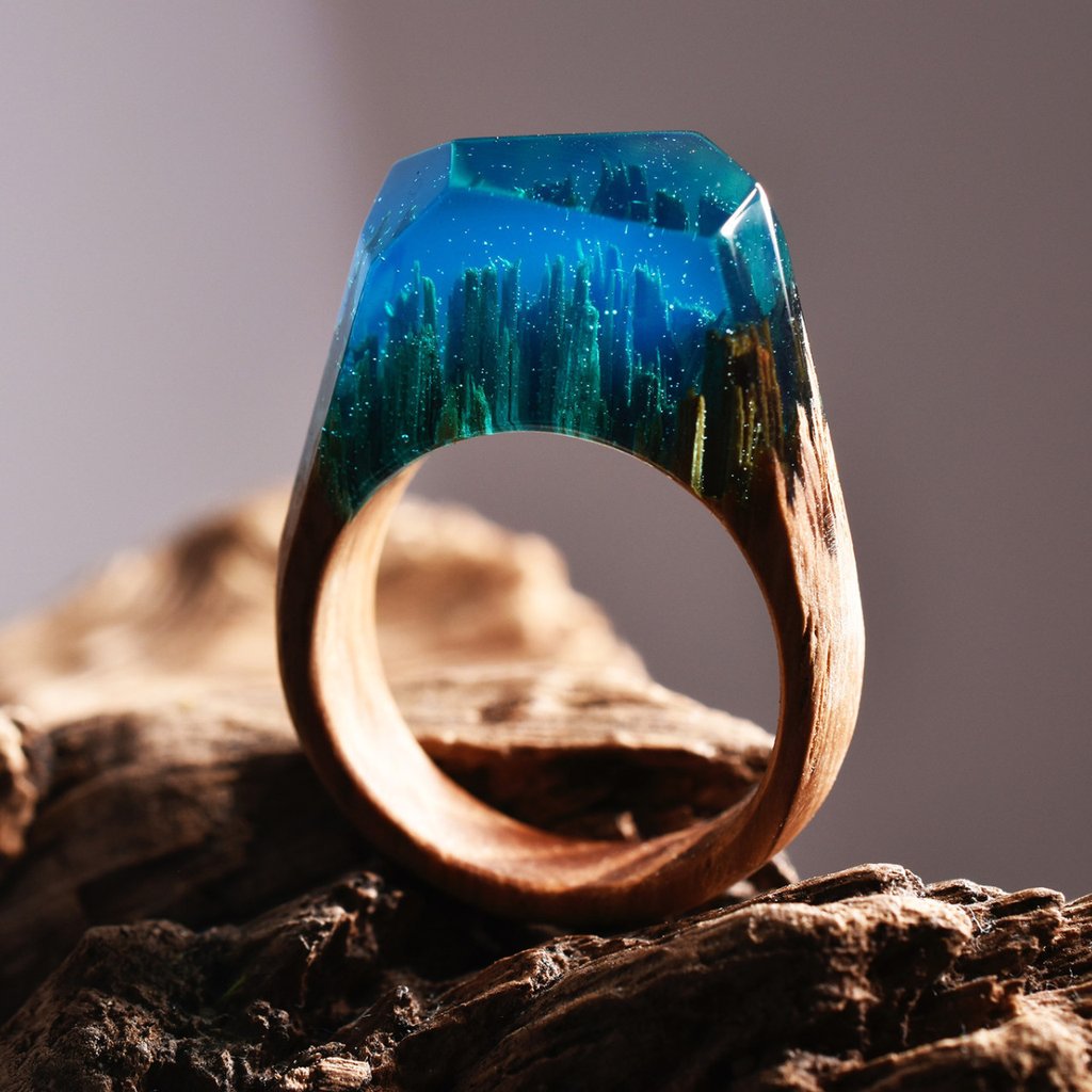 Small Ethereal Worlds Encapsulated In Wood And Resin Rings By Secret Wood 20