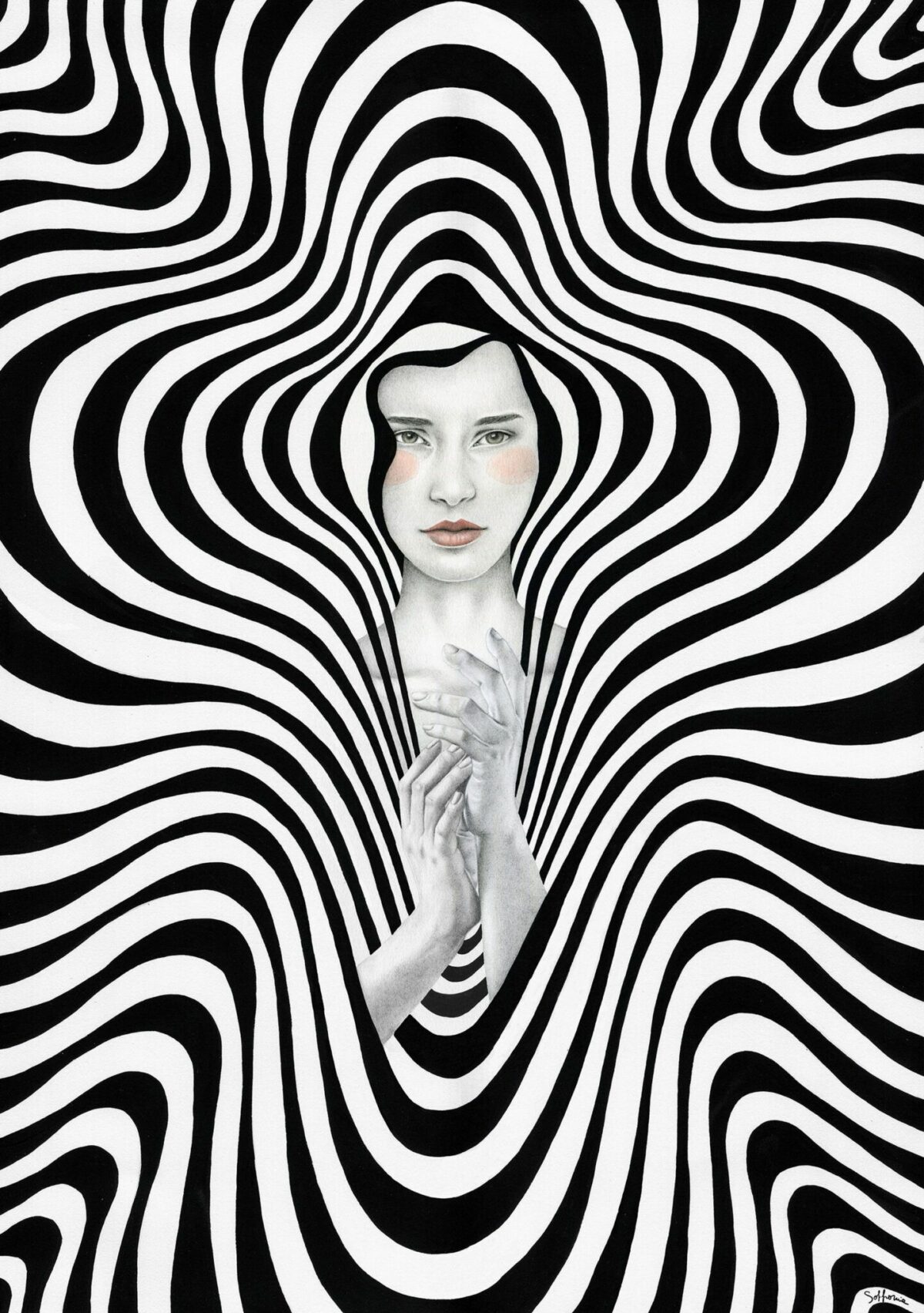 Gorgeous Female Portraits Decorated With Abstract And Floral Patterns By Sofia Bonati 5