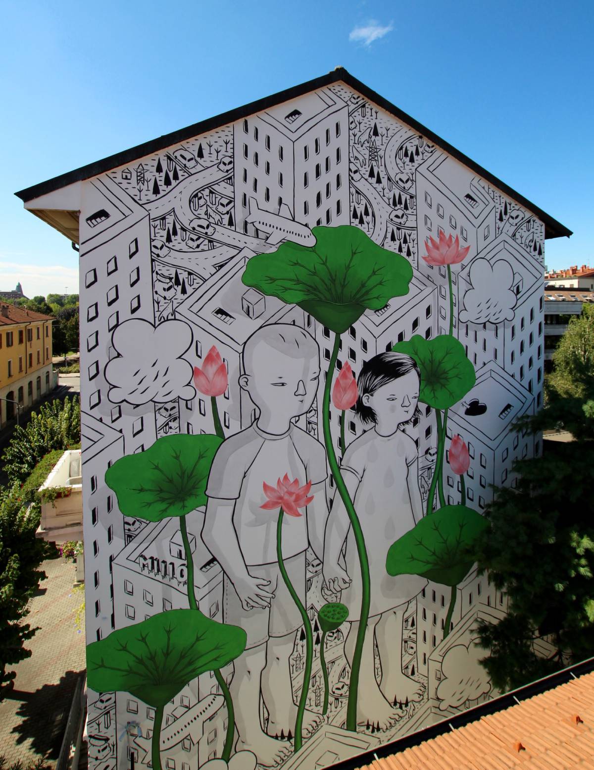 Wonderful Giant Black And White Cartoon Murals By Millo 6