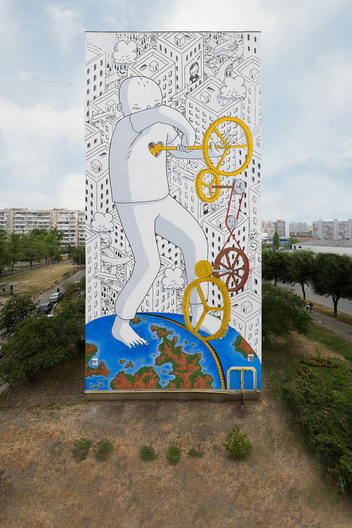 Wonderful Giant Black And White Cartoon Murals By Millo 8