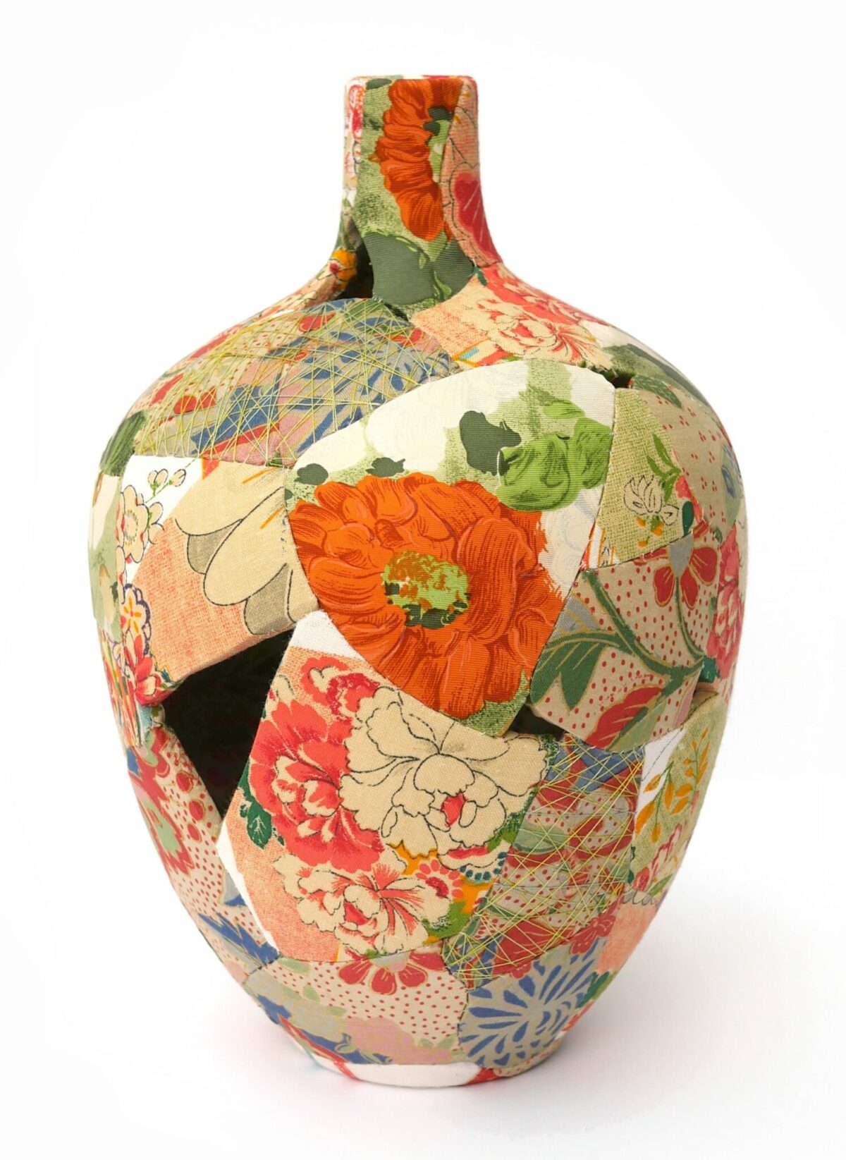 Shattered Vases And Bowls Revitalized With Vintage Patterned Fabrics By Zoe Hillyard 5