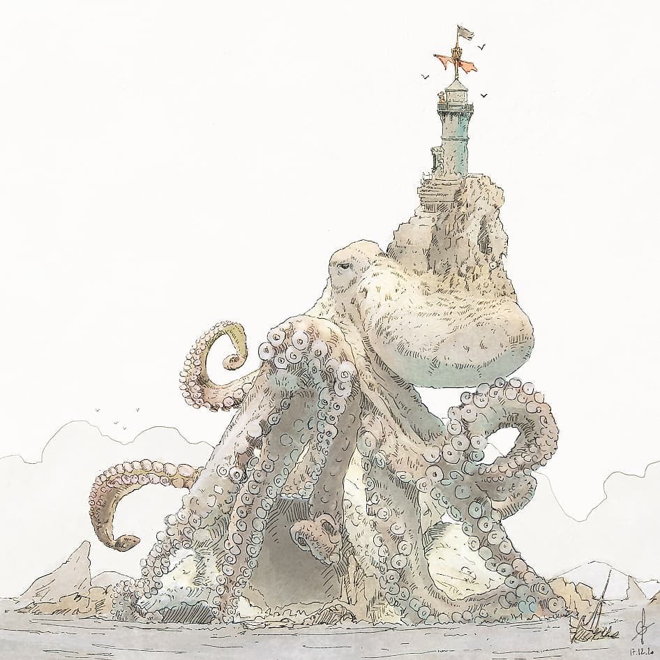 Marvelous Surrealistic Illustrations Of Marine Animals Floating In The Air By Gregory Fromenteau 15