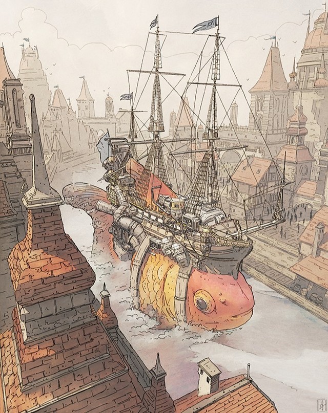 Marvelous Surrealistic Illustrations Of Marine Animals Floating In The Air By Gregory Fromenteau 9