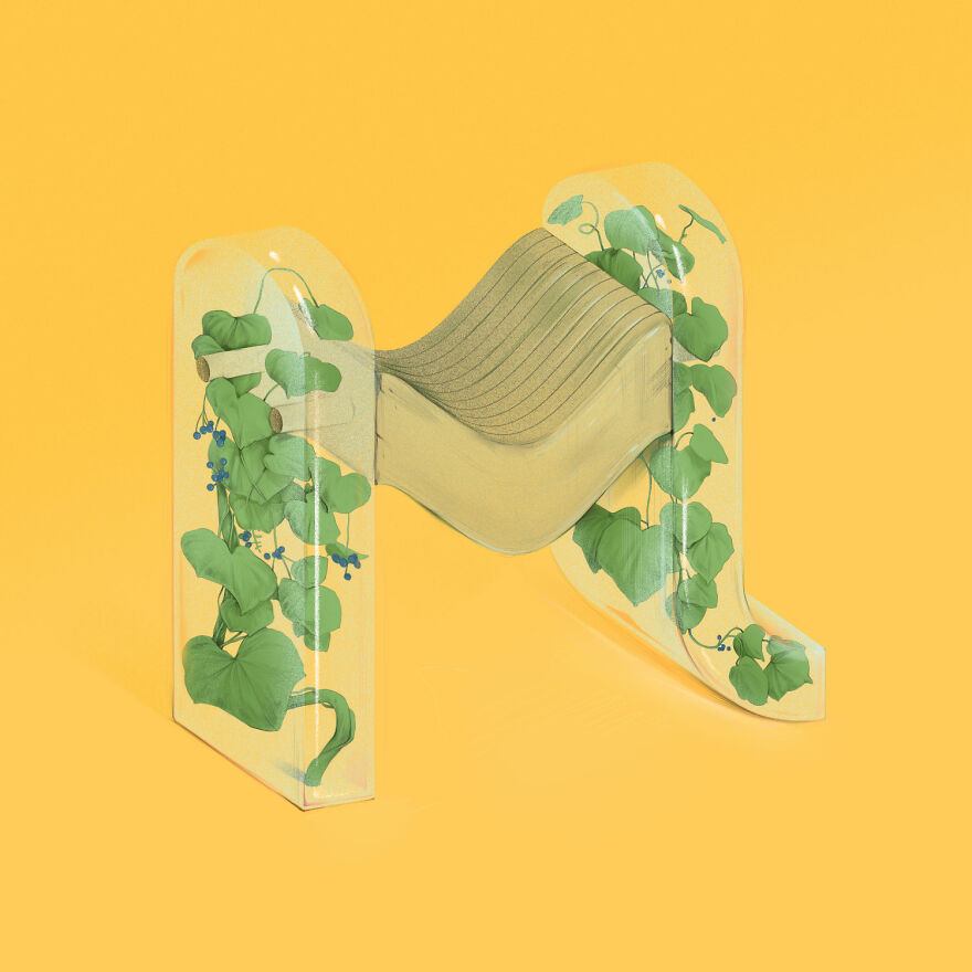 36 Days Of Type 2021 A Striking Alphabet Of Flowers Integrated Into Interior Elements By Laurynas Kamarauskas 23