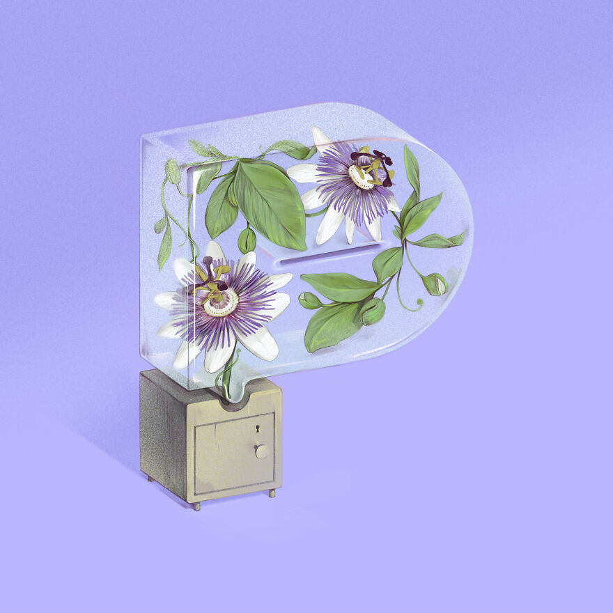 36 Days Of Type 2021 A Striking Alphabet Of Flowers Integrated Into Interior Elements By Laurynas Kamarauskas 26