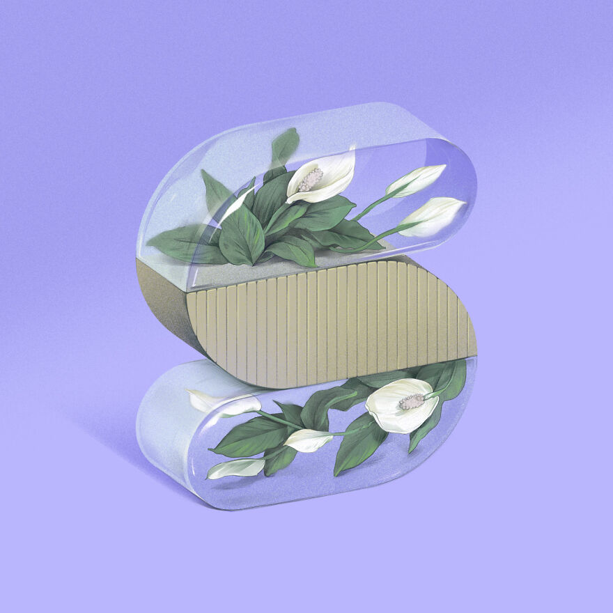 36 Days Of Type 2021 A Striking Alphabet Of Flowers Integrated Into Interior Elements By Laurynas Kamarauskas 29