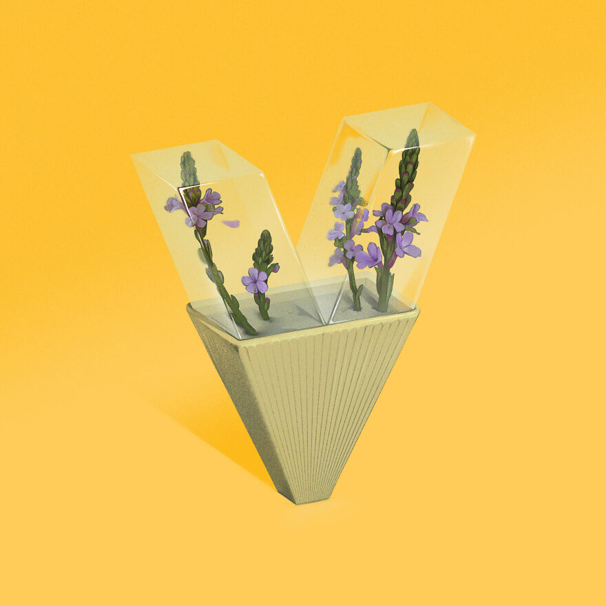 36 Days Of Type 2021 A Striking Alphabet Of Flowers Integrated Into Interior Elements By Laurynas Kamarauskas 32