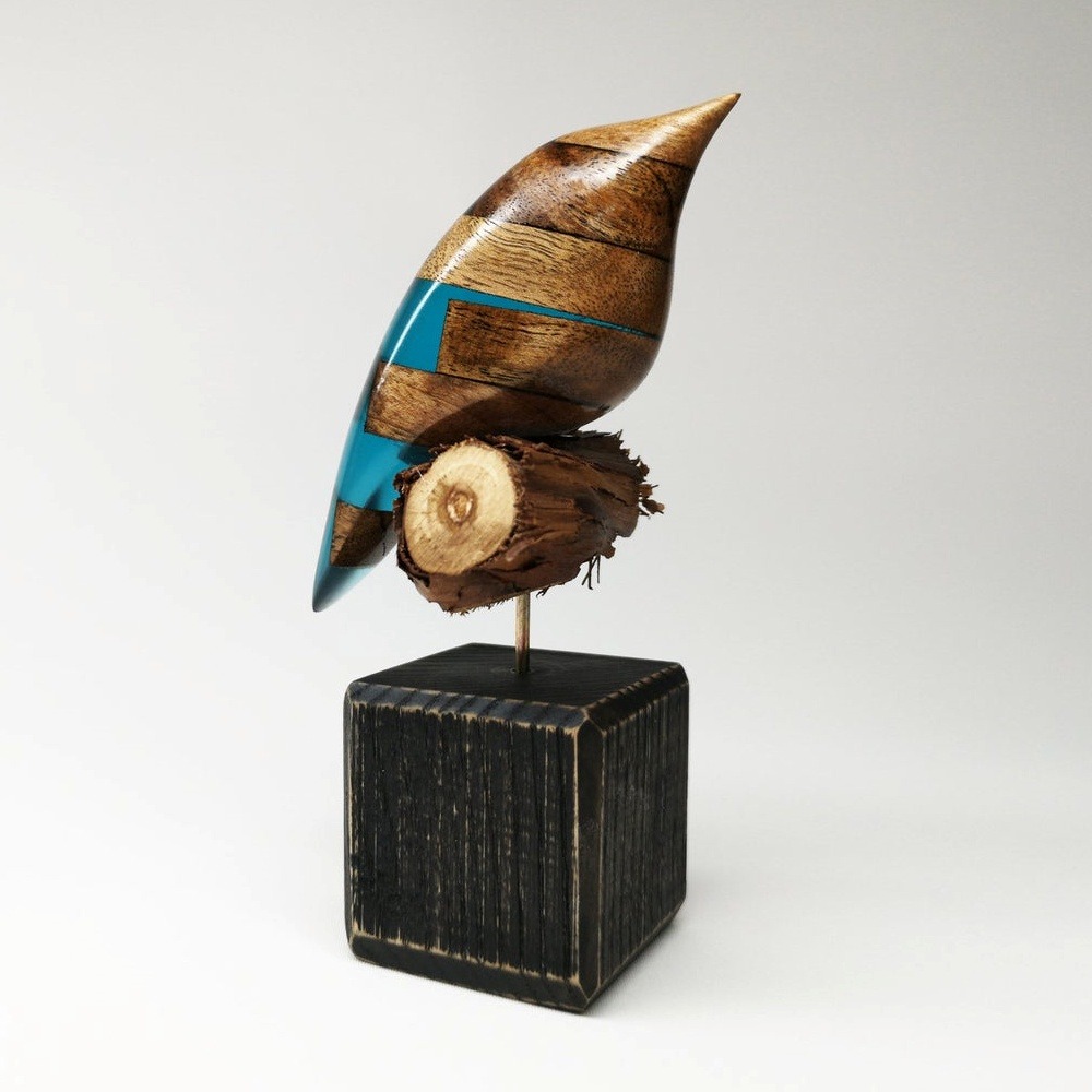 Bird Wood And Resin Sculptures By Yurii Myketka 14