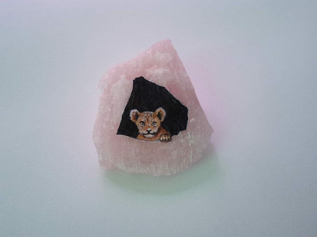 Enchanting Miniature Animals Painted On Rose Quartz By Iantha Naicker 18
