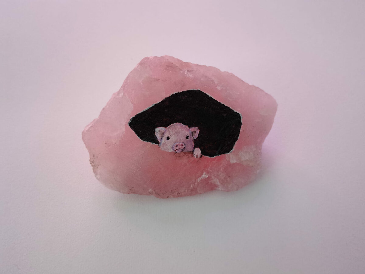 Enchanting Miniature Animals Painted On Rose Quartz By Iantha Naicker 19