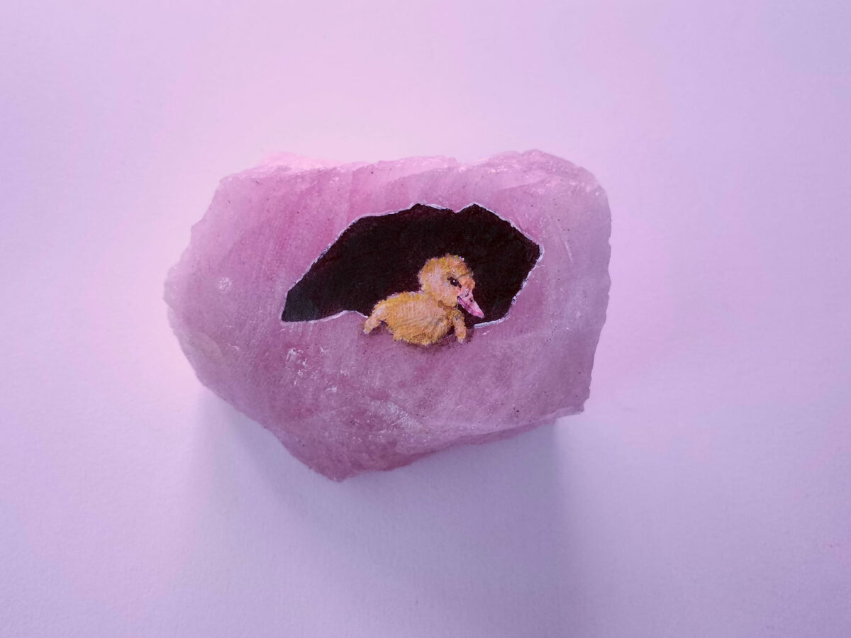 Enchanting Miniature Animals Painted On Rose Quartz By Iantha Naicker 4