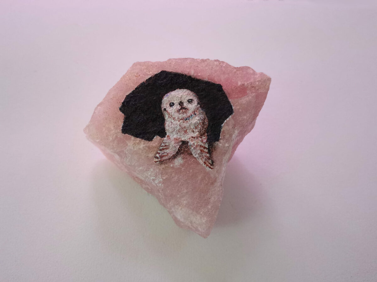 Enchanting Miniature Animals Painted On Rose Quartz By Iantha Naicker 6