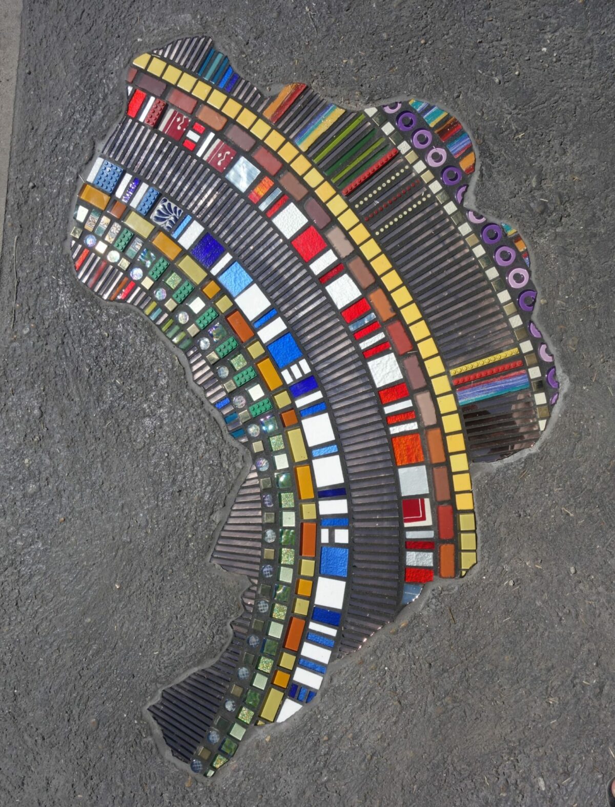 Fractured Sidewalks Pavements And Walls Repaired With Vibrant Tiled Mosaics By Ememem 5 1