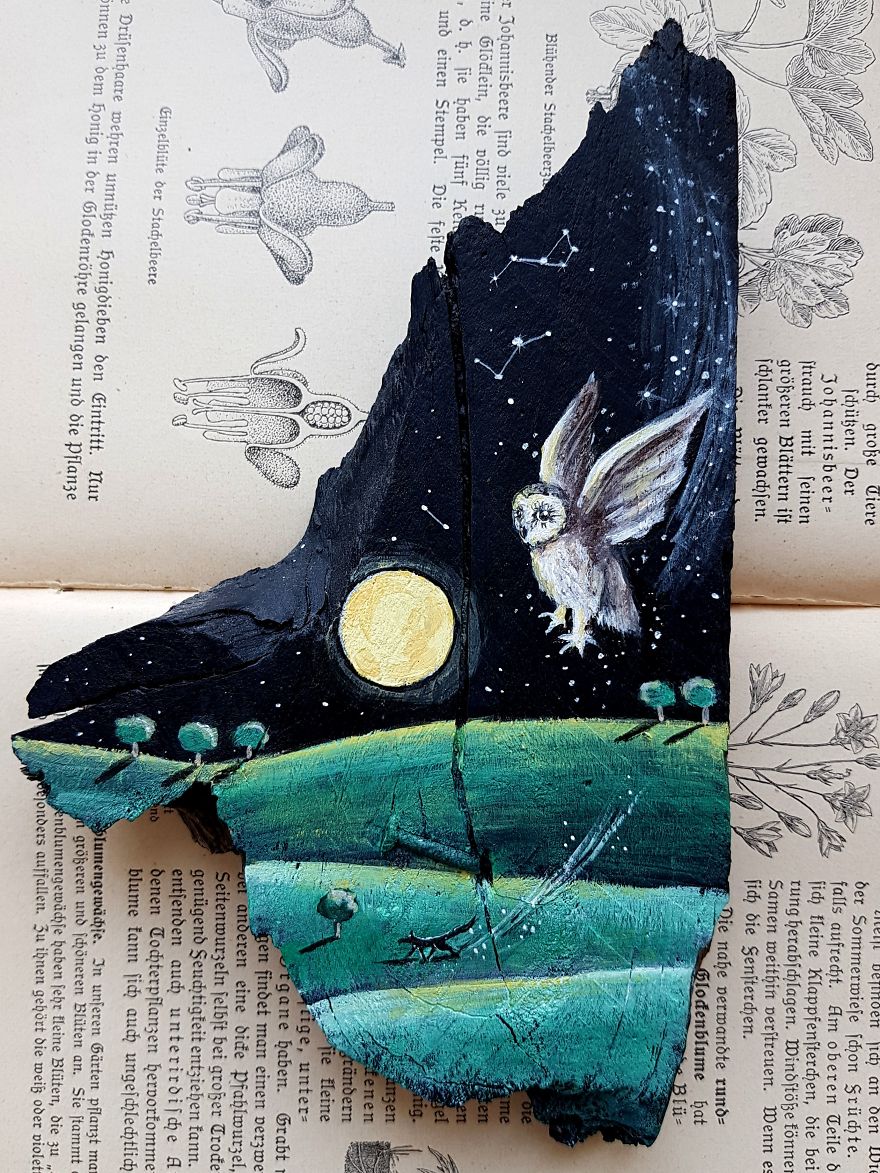 Magical Forest Inspired Paintings On Wood By Anna Aka Forest Design 5