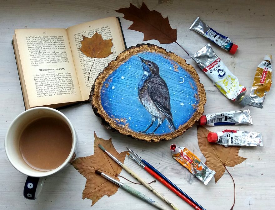 Magical Forest Inspired Paintings On Wood By Anna Aka Forest Design 7