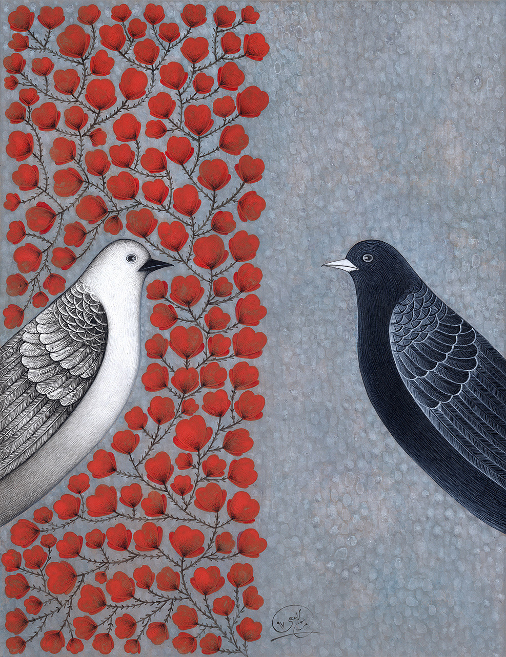 Beautiful And Delicate Paintings Of Flowers And Birds By Maryam Lamei Harvani 12