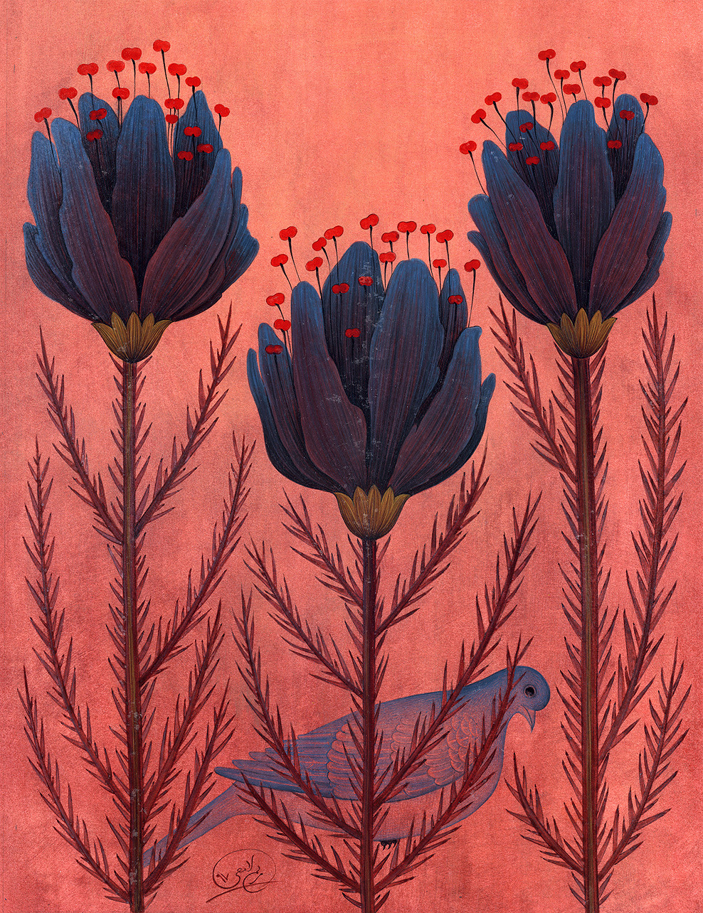 Beautiful And Delicate Paintings Of Flowers And Birds By Maryam Lamei Harvani 13