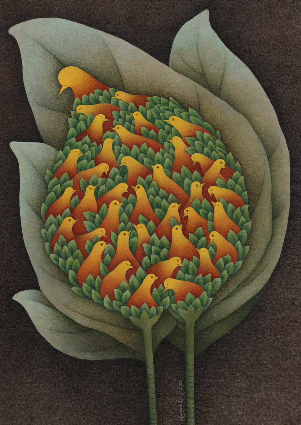 Beautiful And Delicate Paintings Of Flowers And Birds By Maryam Lamei Harvani 14