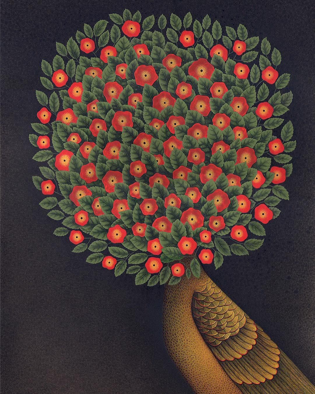 Beautiful And Delicate Paintings Of Flowers And Birds By Maryam Lamei Harvani 16