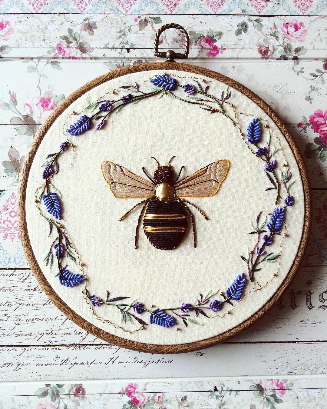 Beautiful Bird And Insect Embroideries Decorated With Metallic Beads By Humayrah Bint Altaf 9