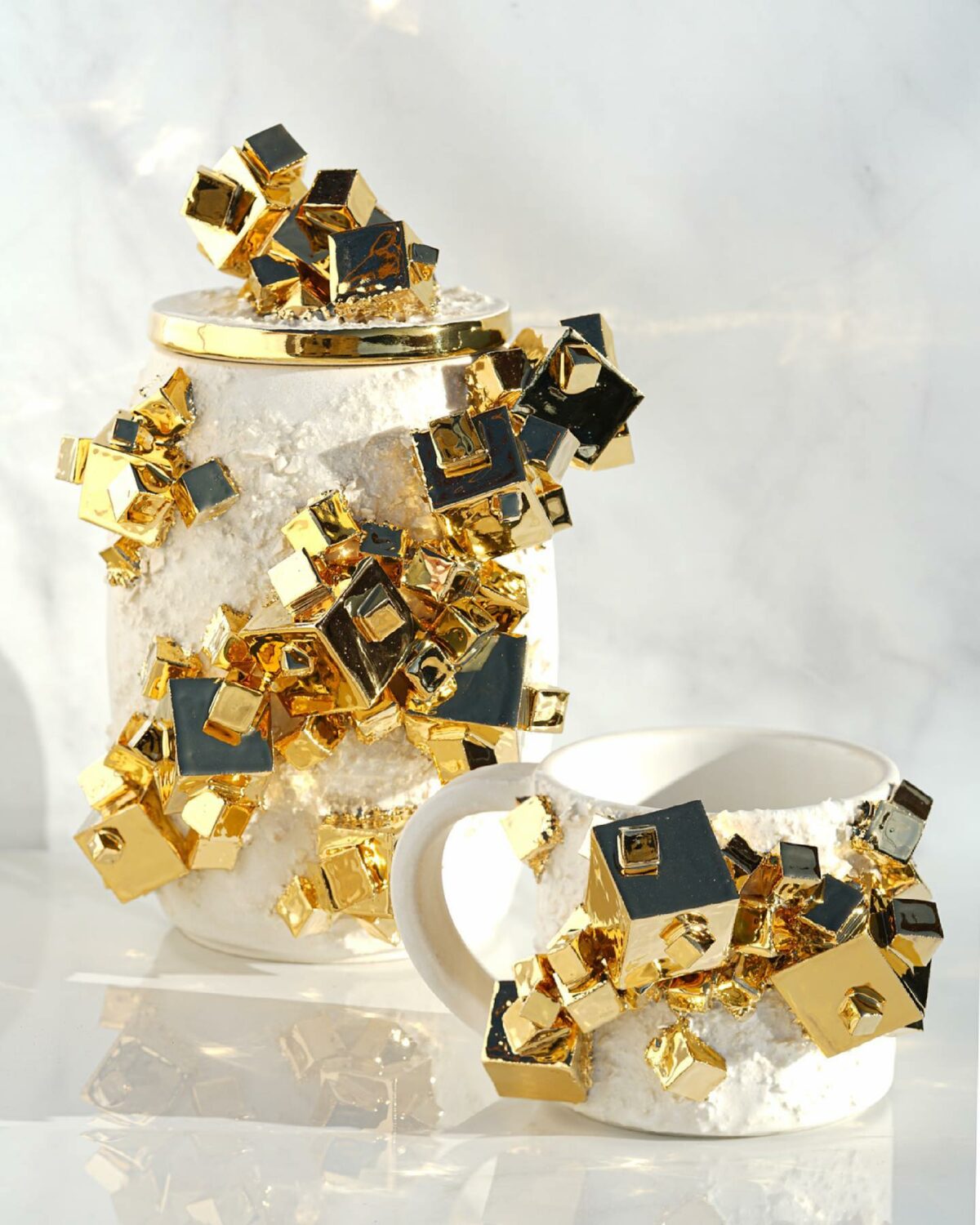 Lush Ceramic Vessels Decorated With Colorful Crystals By Collin Lynch 12