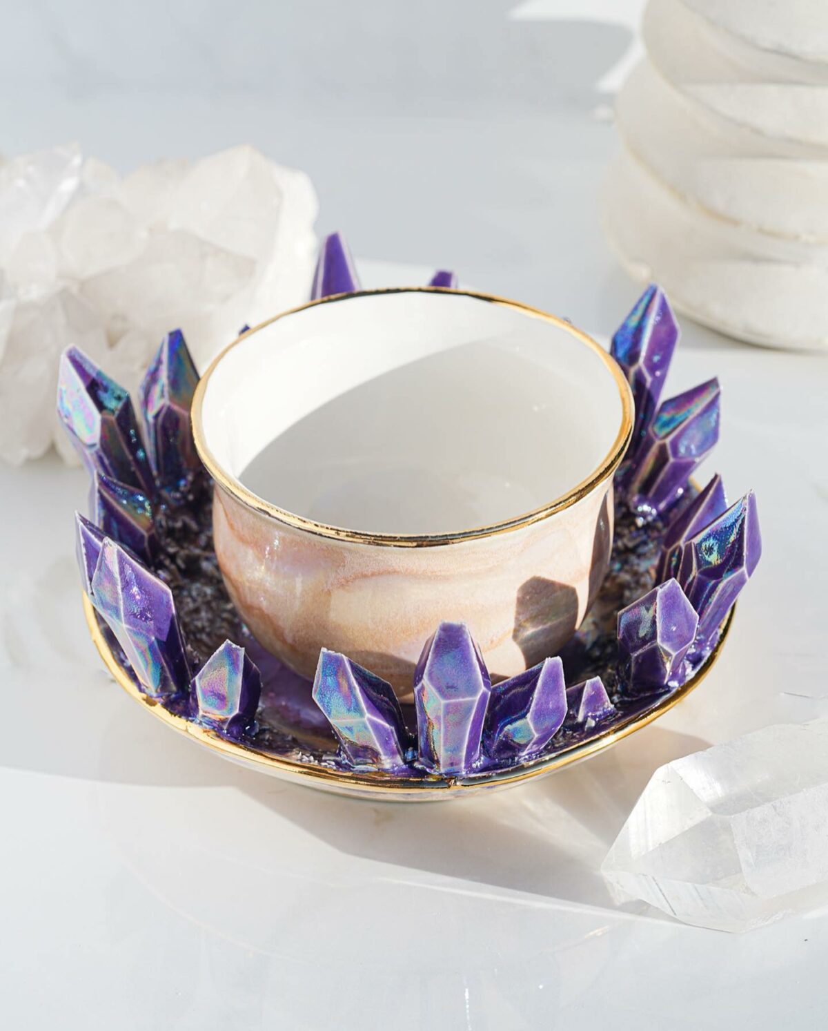 Lush Ceramic Vessels Decorated With Colorful Crystals By Collin Lynch 15 1