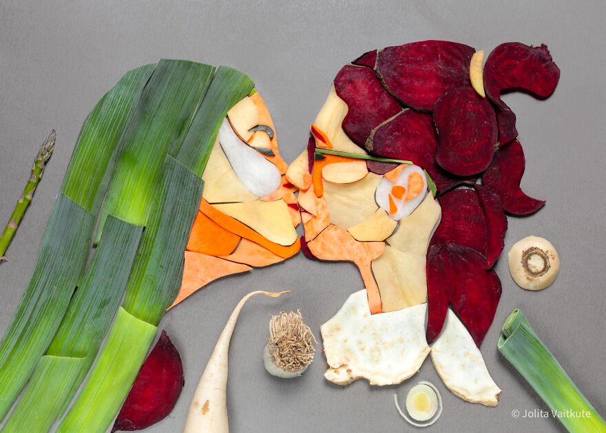 Vegetable Portraits Of Couples Kissing By Jolita Vaitkute 7