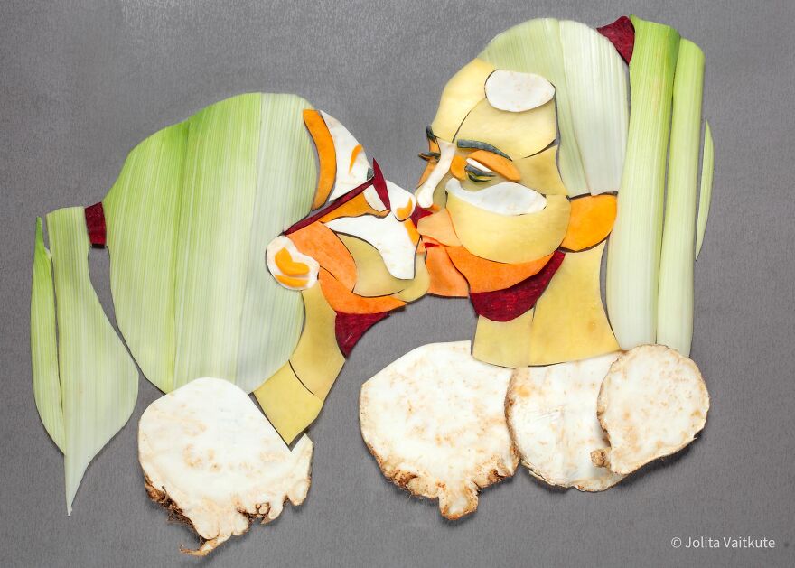 Vegetable Portraits Of Couples Kissing By Jolita Vaitkute 9