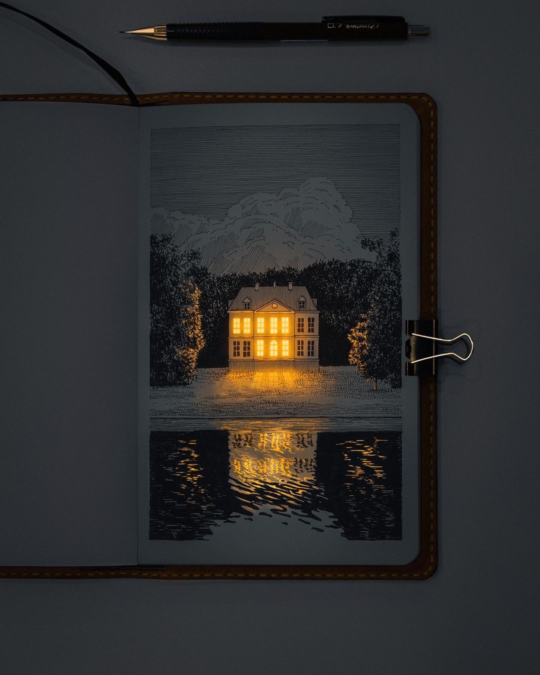 Glowing Archisketch Gorgeously Illuminated Architectural Sketches By Nikita Busyak 11