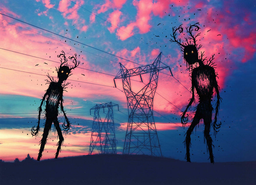 Inked Photography Somber Pictures Populated With Cute And Creepy Creatures By Mark Gagne (1)