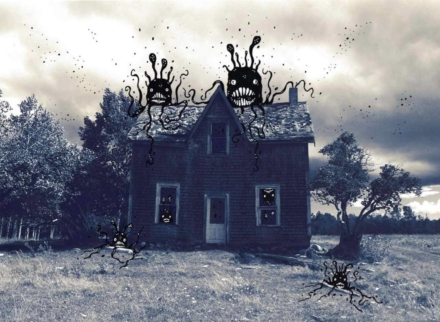 Inked Photography Somber Pictures Populated With Cute And Creepy Creatures By Mark Gagne (13)