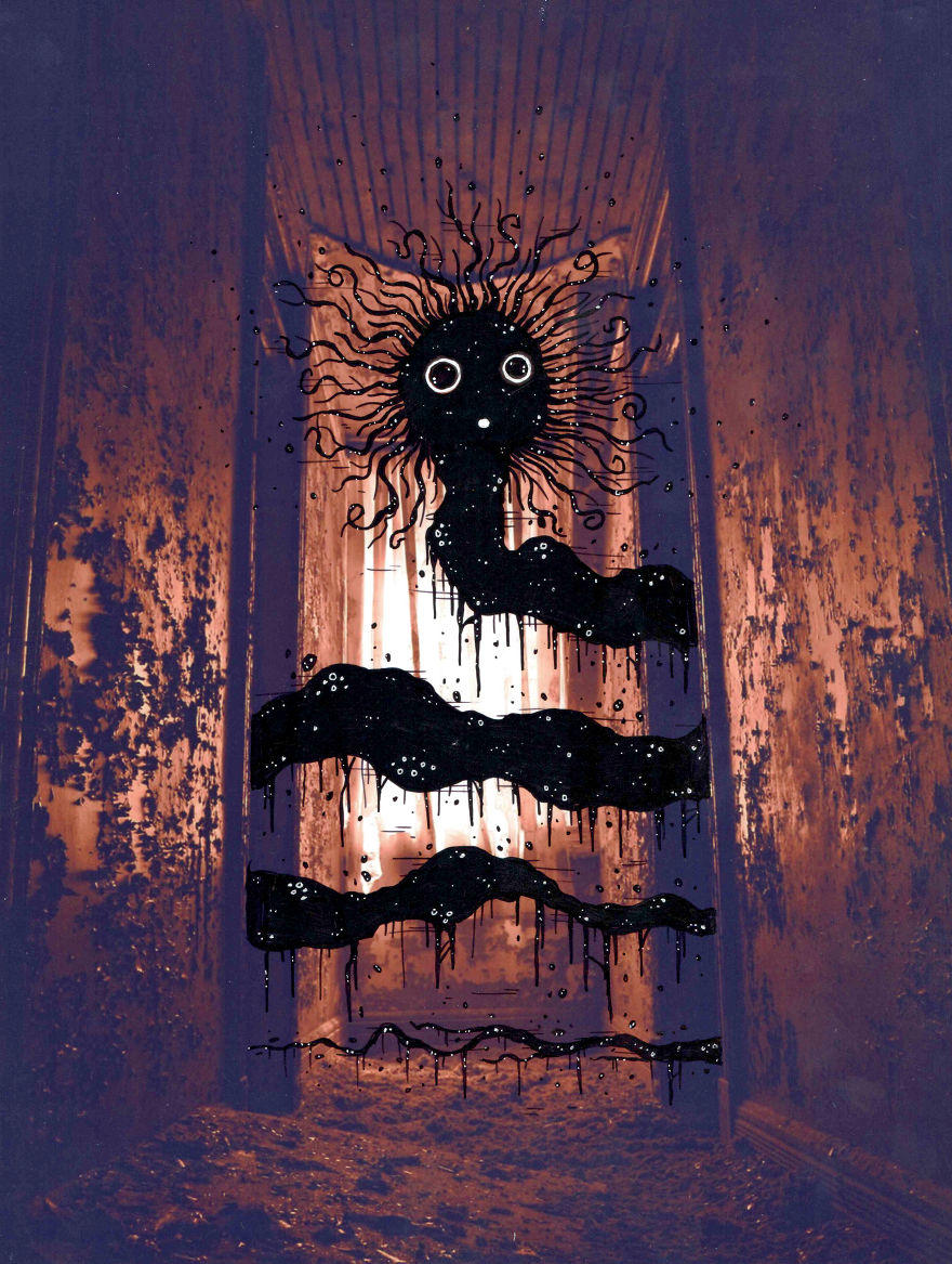 Inked Photography Somber Pictures Populated With Cute And Creepy Creatures By Mark Gagne (14)