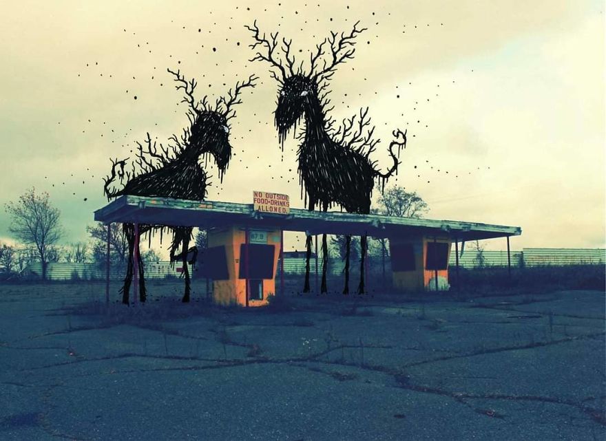 Inked Photography Somber Pictures Populated With Cute And Creepy Creatures By Mark Gagne (16)