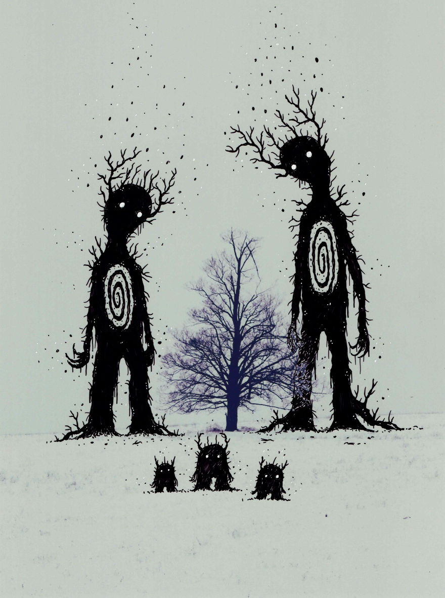 Inked Photography Somber Pictures Populated With Cute And Creepy Creatures By Mark Gagne (17)