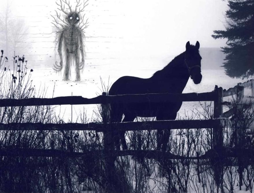 Inked Photography Somber Pictures Populated With Cute And Creepy Creatures By Mark Gagne (19)