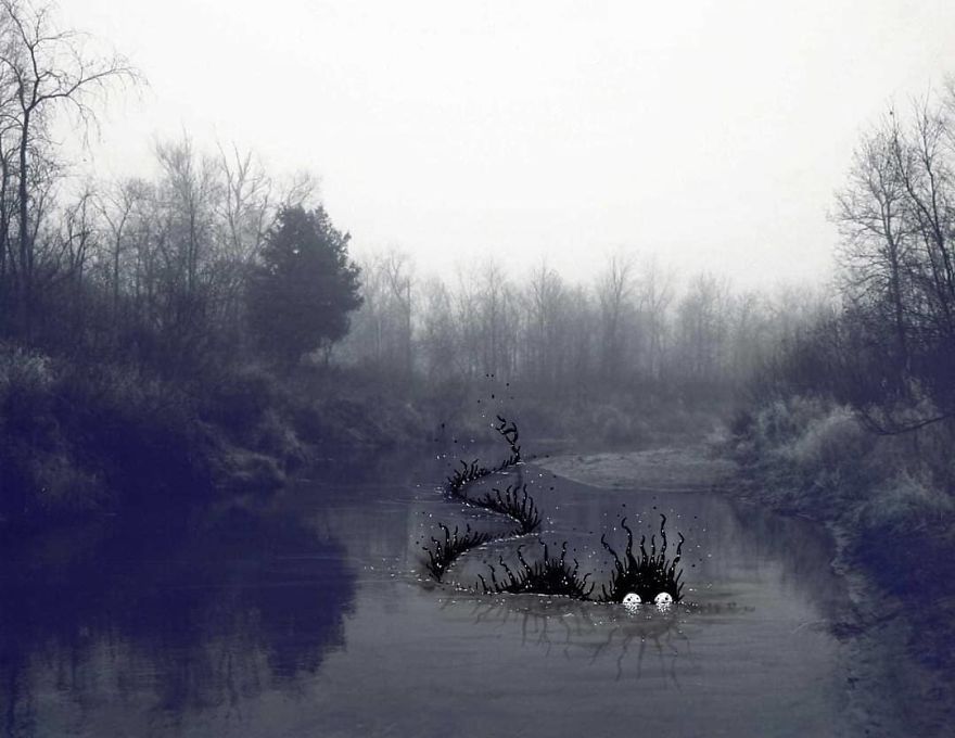 Inked Photography Somber Pictures Populated With Cute And Creepy Creatures By Mark Gagne (23)