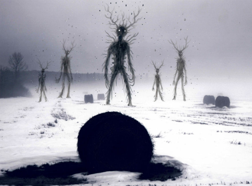 Inked Photography Somber Pictures Populated With Cute And Creepy Creatures By Mark Gagne (8)