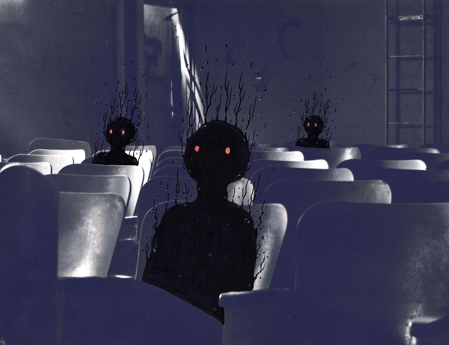 Inked Photography Somber Pictures Populated With Cute And Creepy Creatures By Mark Gagne (9)