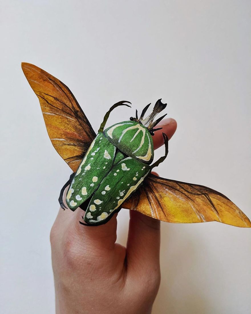 Intricate Paper Sculptures Of Butterflies And Beetles By Kerilynn Wilson (20)