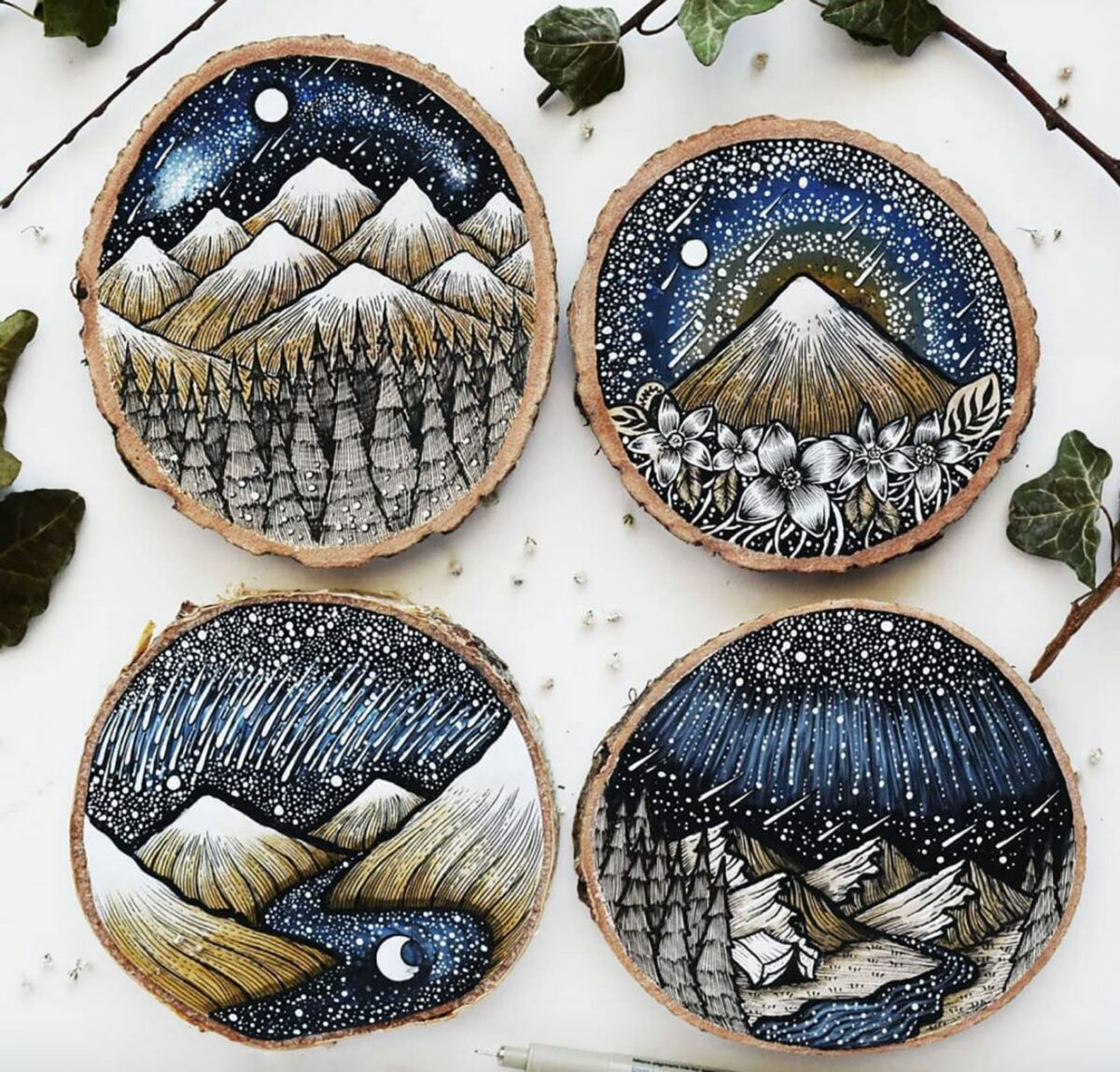 Fascinating Monochromatic Illustrations Drawn On Wood Slices By Melpomeni Chatzipanagiotou (8)