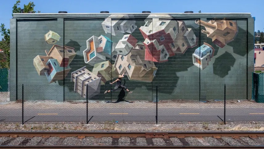 Surreal Murals Of Floating Objects And Distorted Architectural Structures By Cinta Vidal (1)