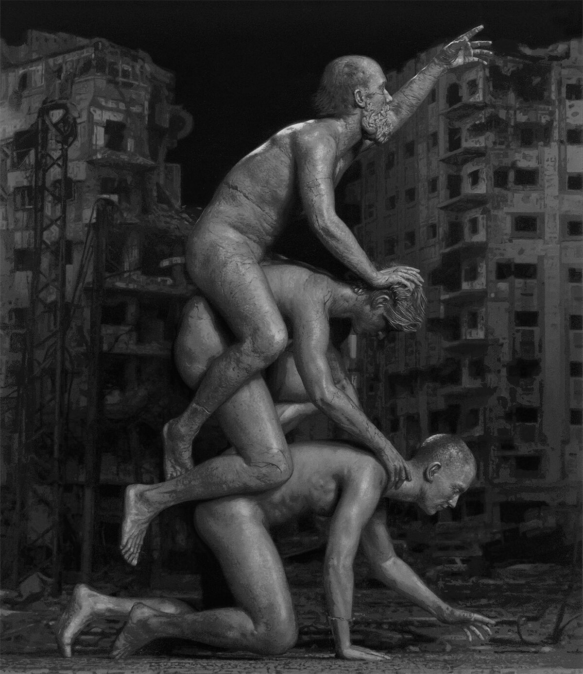 Weave, Surreal Paintings Of Monochromatic Hyper Realistic Figures By Ben Howe (13)