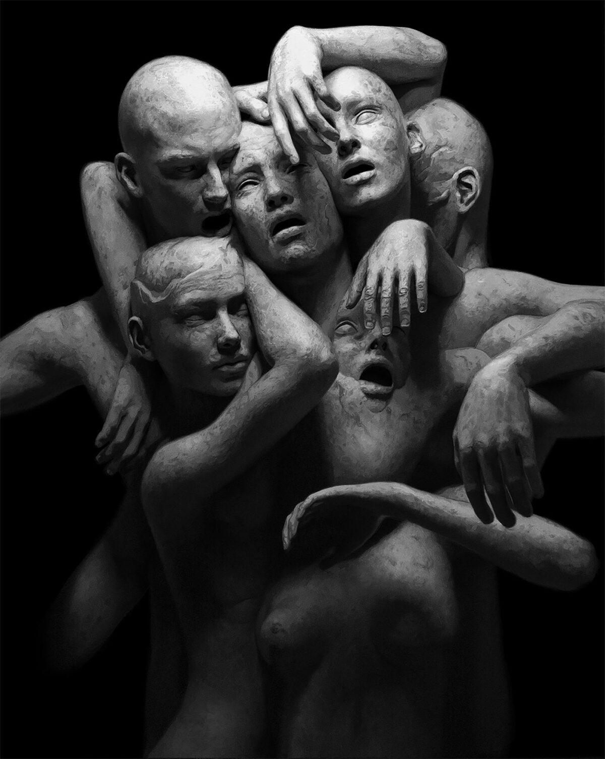 Weave, Surreal Paintings Of Monochromatic Hyper Realistic Figures By Ben Howe (6)