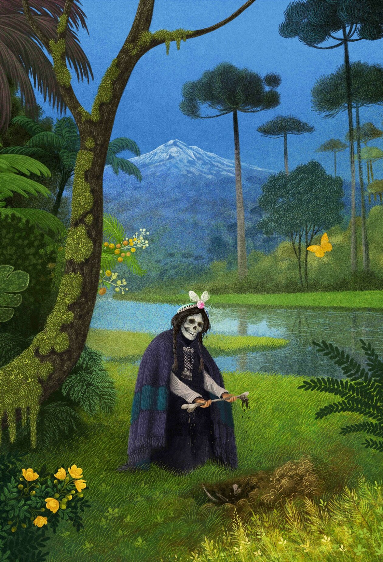 Illustration For An Araucan Fairy Tale (chile) A Girl With A Skull - Fascinating Book Illustrations Of Myths And Fairy Tales By Marcin Minor