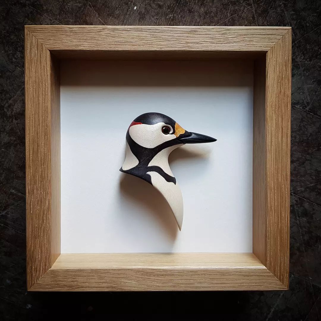 Realistic Wood Sculptures Of Bird Busts And Feathers By T.a.g. Smith (10)