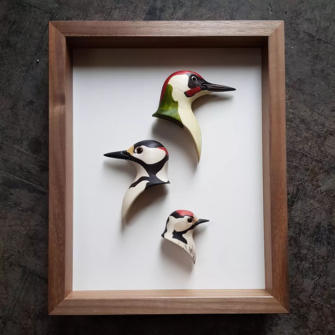 Realistic Wood Sculptures Of Bird Busts And Feathers By T.a.g. Smith (9)